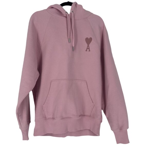 Ami Coeur Logo Oversized Thick Hoodie Pink Rose Size M - Picture 1 of 7